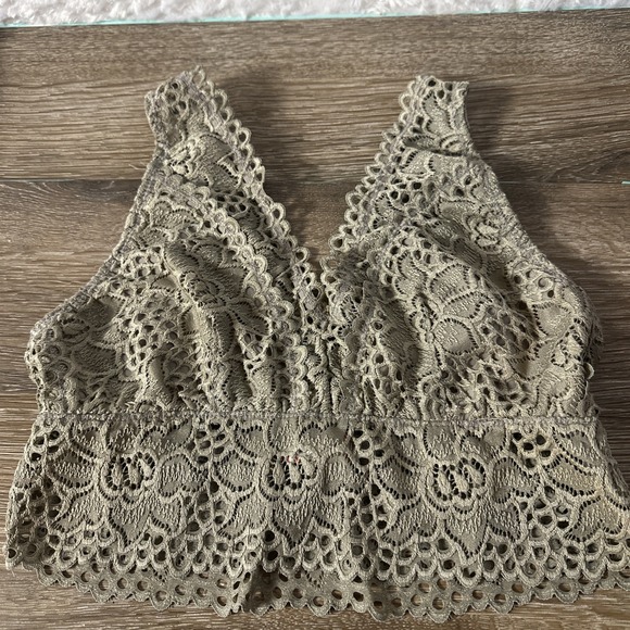 Altar'd State Tops - Altar'd State Lace Bralette L Olive Green Boho Festival Crop Top